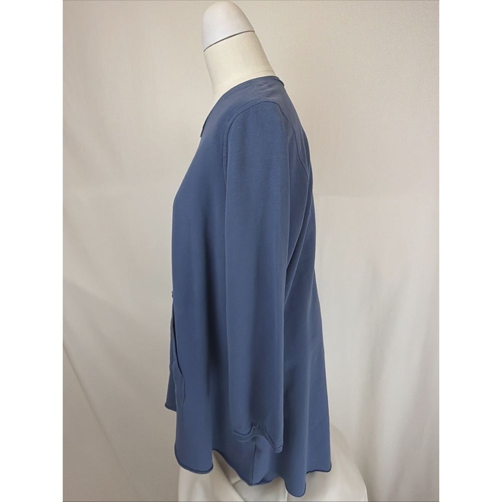 NWT Kleen Blue Long Sleeve Kangaroo Pocket High Low Hem Tunic Top #0726 SZ Large - Picture 2 of 9